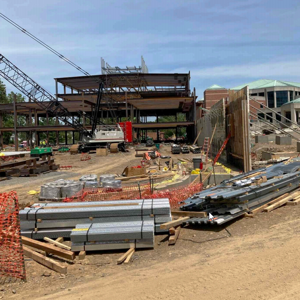 More progression of the structural steel and the last section of the south wall is shown formed on the right More progression of the structural steel and the last section of the south wall is shown formed on the right